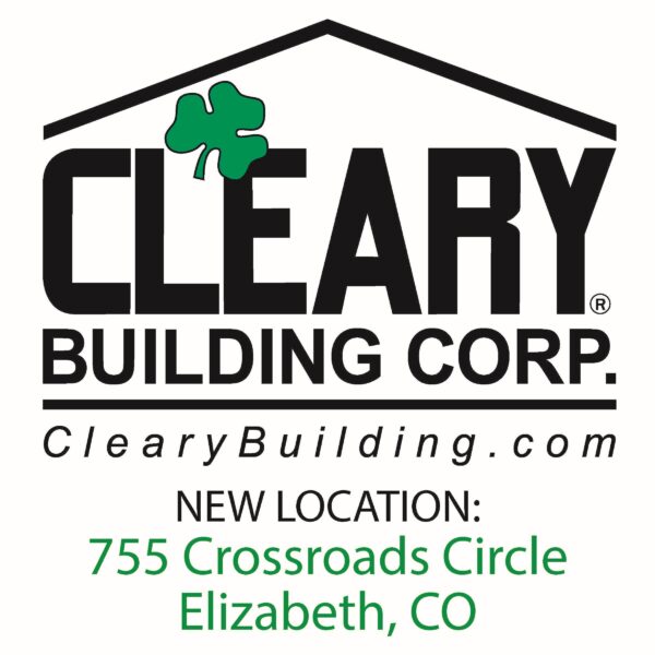 Cleary Building Corp. logo with the new location 755 Crossroads Circle Elizabeth, CO