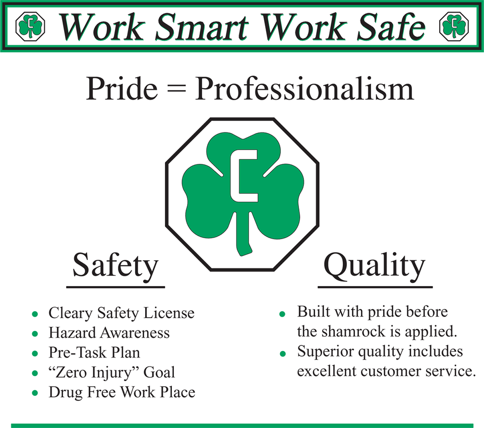 Work Smart | Work Safe - Pride = Professionalism - Safety - Quality