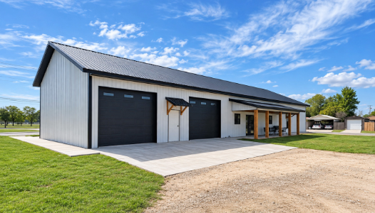 White and Black Barndominium