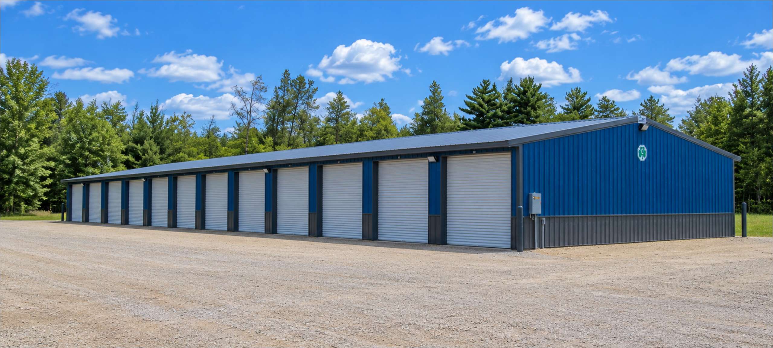 Blue mini storage building