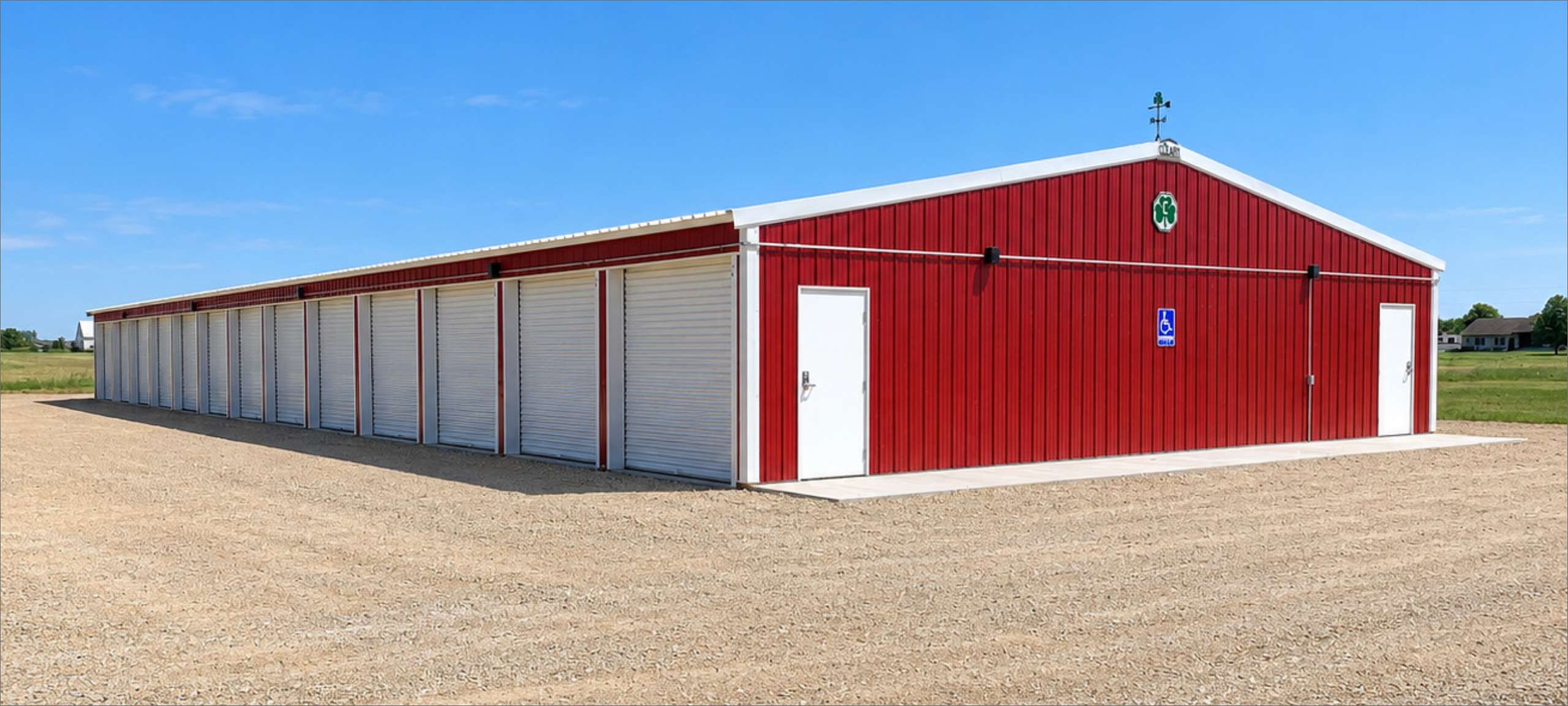 Red mini storage building