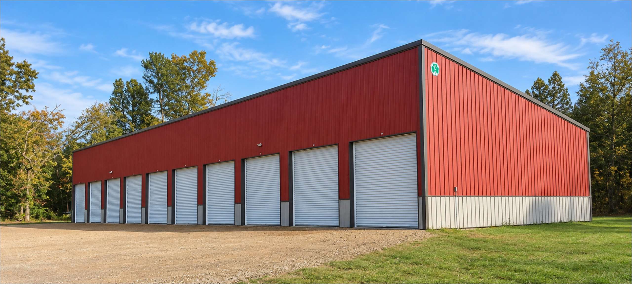 Red mini storage building
