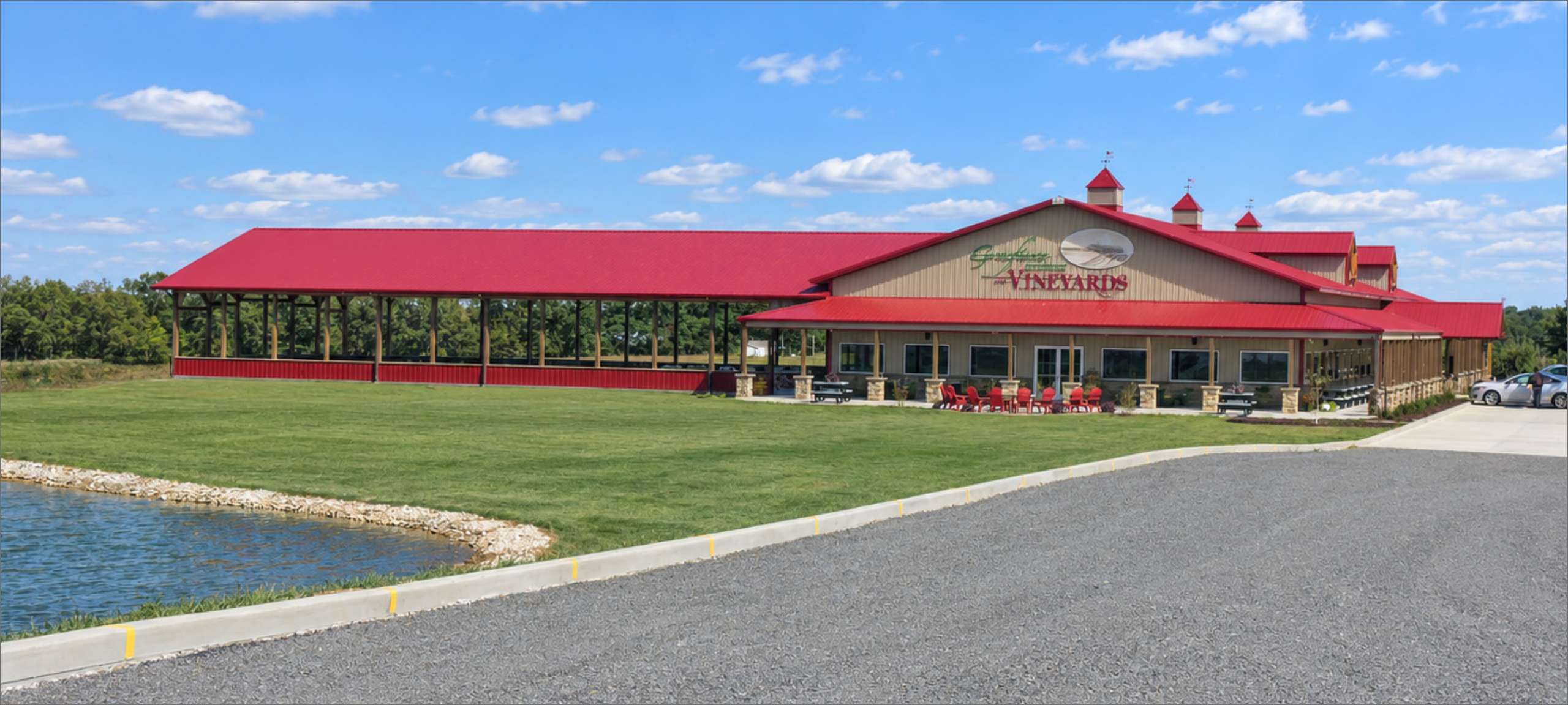 Red winery building